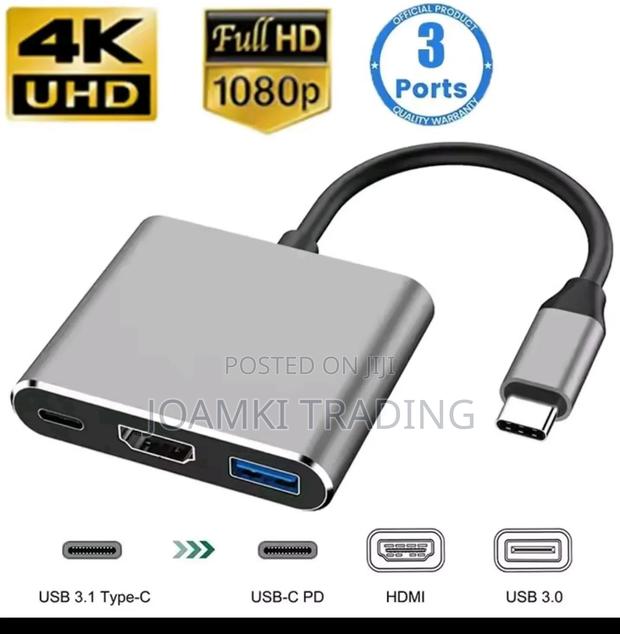 3 in 1 Type C Hub to Hdmi, Pd, Usb 3.0 for Phone, Laptop · Photo 1