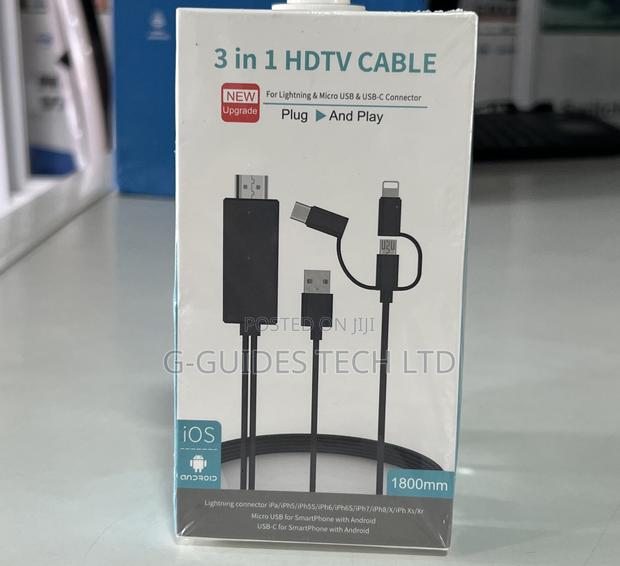 3 in 1 Hdmi to Type-C, iPhone, Android Smartphones Cable · Photo 4
