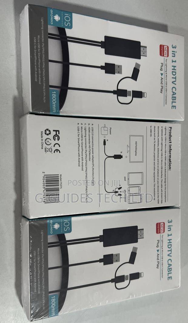 3 in 1 Hdmi to Type-C, iPhone, Android Smartphones Cable · Photo 5