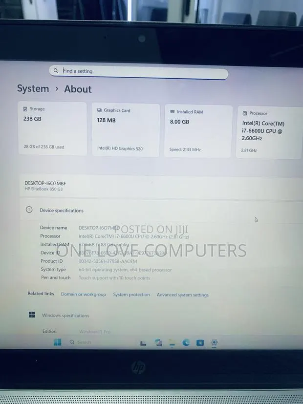 Laptop HP EliteBook 850 G3 8GB Intel Core i7 SSD 256GB · Photo 1