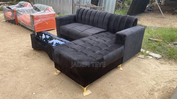 Black Fabric L Sharp With Center Table (Free Delivery) · Photo 2