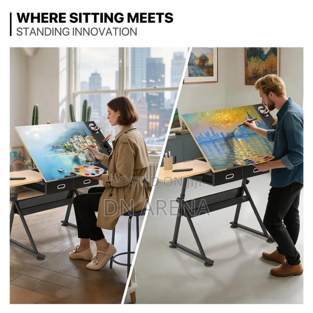 Drafting Table With Slide-Out Tabletop and Drawer · Photo 1