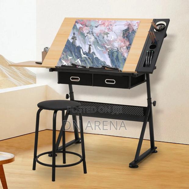 Drafting Table With Slide-Out Tabletop and Drawer · Photo 2