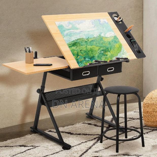 Drafting Table With Slide-Out Tabletop and Drawer · Photo 3