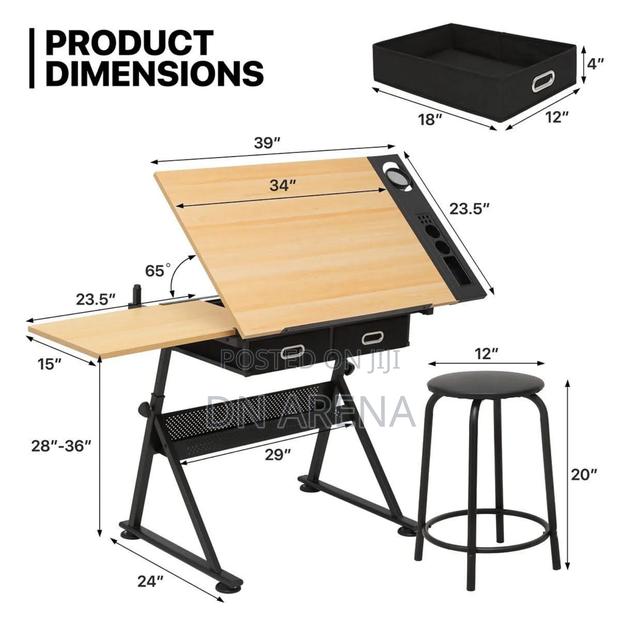 Drafting Table With Slide-Out Tabletop and Drawer · Photo 7