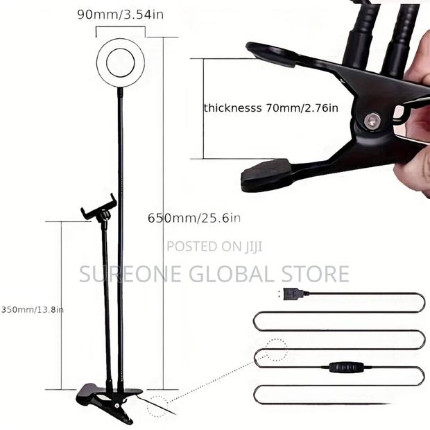 Universal Flexible Mobile Phone Holder With Selfie Ring Ligh · Photo 3