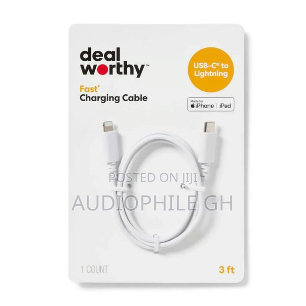 Dealworthy 3' Ft Lightning to Usb-C Charging Cable White · Photo 1