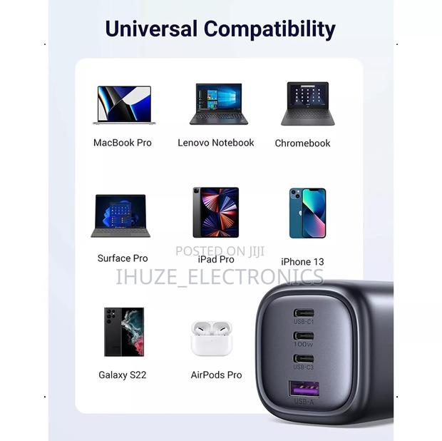 Ugreen 100w Gan Fast Charger (4 Port Usb-C/Usb) Uk Adapter · Photo 4