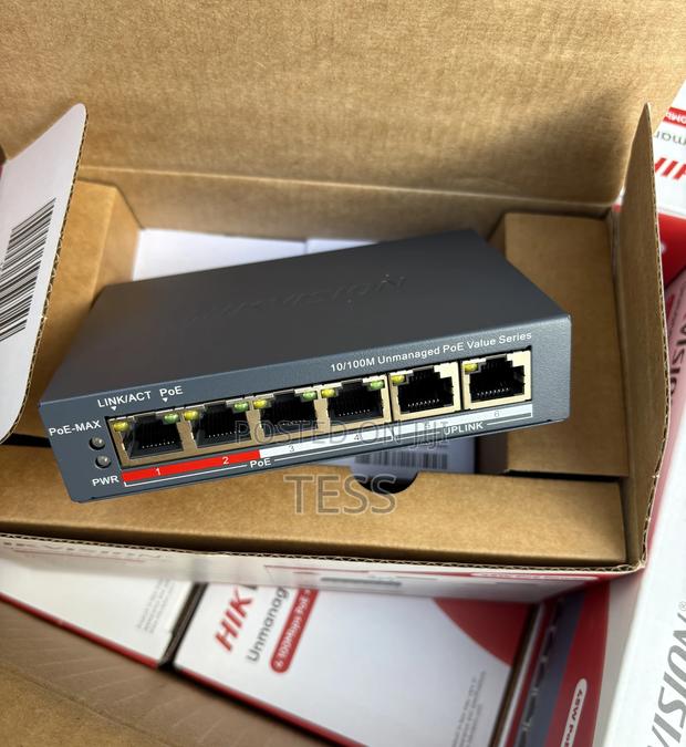 Hikvision 4port Poe Unmanaged Switch 2uplink 3e0106p-e/M(B) · Photo 1