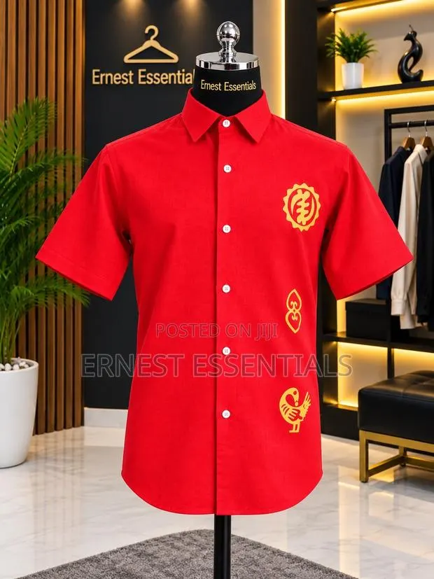 Quality Red Shirt With Gold Designs · Photo 1