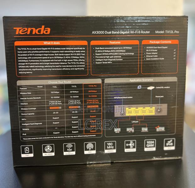 Tenda Dual Band Wifi 6 Ax3000 Router Tx12l Pro · Photo 2