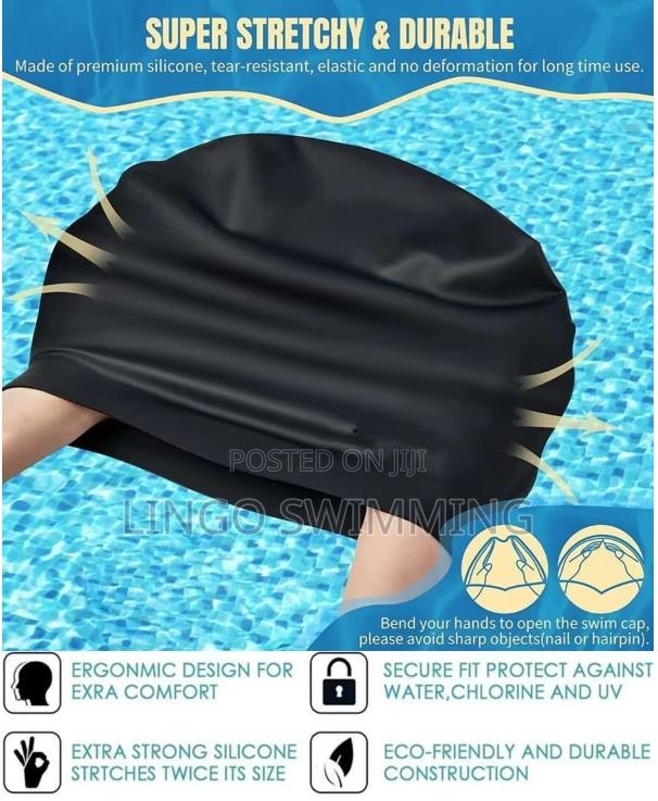 Swimming Cap Extra Large (Xl Black Pink) 100% Waterproof · Photo 6