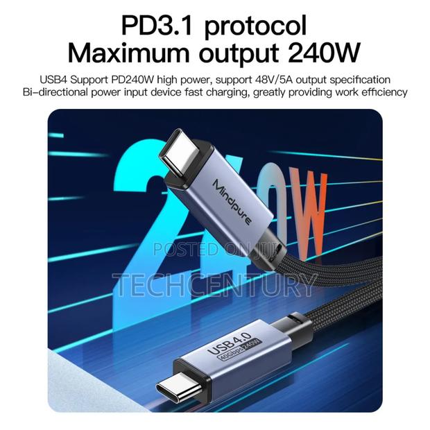 Mindpure Usb4/Thunderbolt 40gbps Transfer Speeds, 240w Cable, 1 Meter. · Photo 3