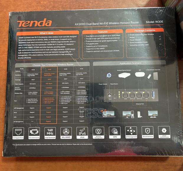 Tenda Gigabit Wi-Fi6 Dual Bandrouter Wireless Hotspot W30e · Photo 2