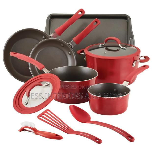 Rachael Ray 11 Pc Aluminum Nonstick Cookware Set, Red · Photo 1
