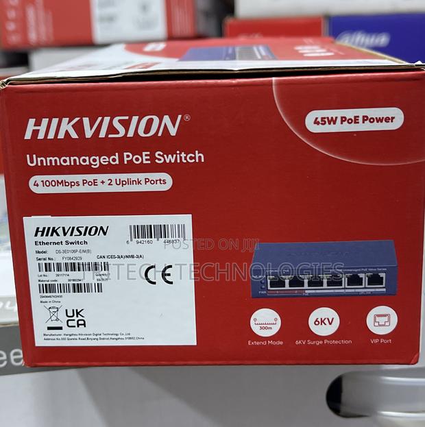 Hikvision 4port Unmanaged Poe With 2 Uplink Ds-3e0106p-E/M · Photo 2