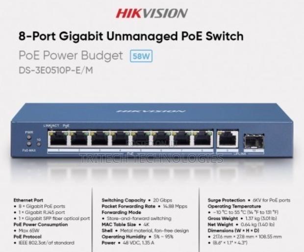 Hikvision 8port With SFP Unmanaged Poe Switch Ds-3e0510p · Photo 2