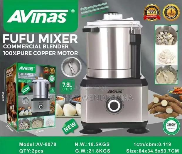 Avinas Heavy Duty Fufu Mixer 7.8l High Power Food Processor 3600w · Photo 1