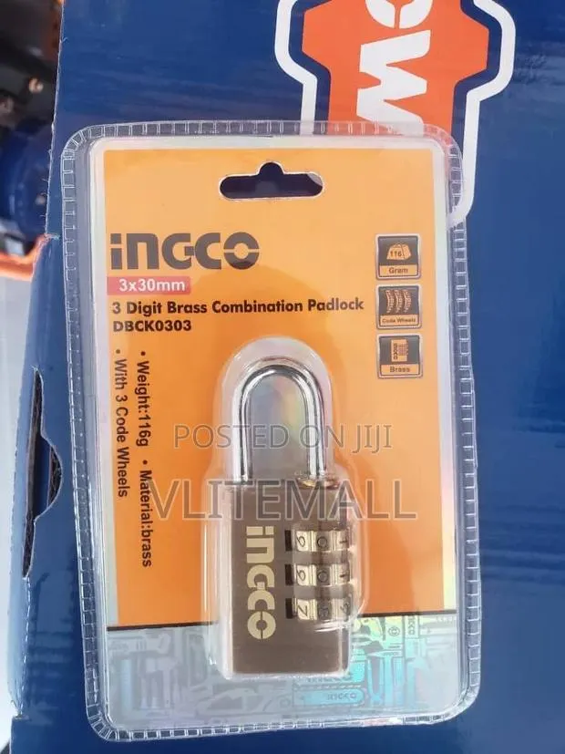 3 Digit Brass Combination Padlock · Photo 1