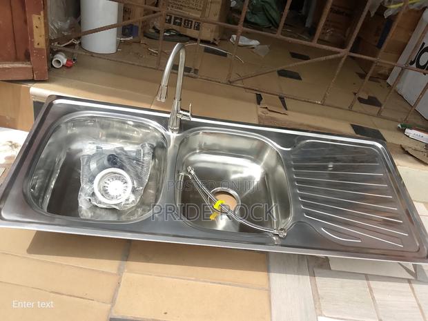 Kitchen Sink Double With Tap and Waste Set, Cabinet · Photo 1