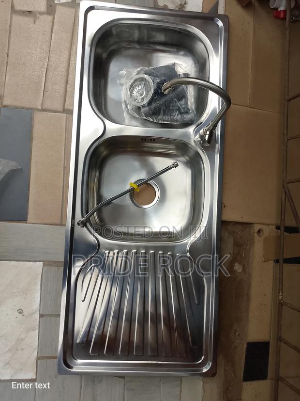Kitchen Sink Double With Tap and Waste Set, Cabinet · Photo 3