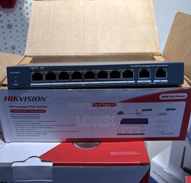 Hikvision 8port Unmanaged Poe Switch+ 2uplink 3e0310p-E/M(b) · Photo 1