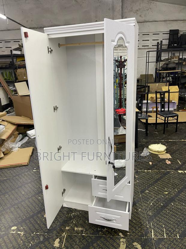 Imported Wooden 2 Doors Wardrobe With Mirror and Drawers · Photo 5