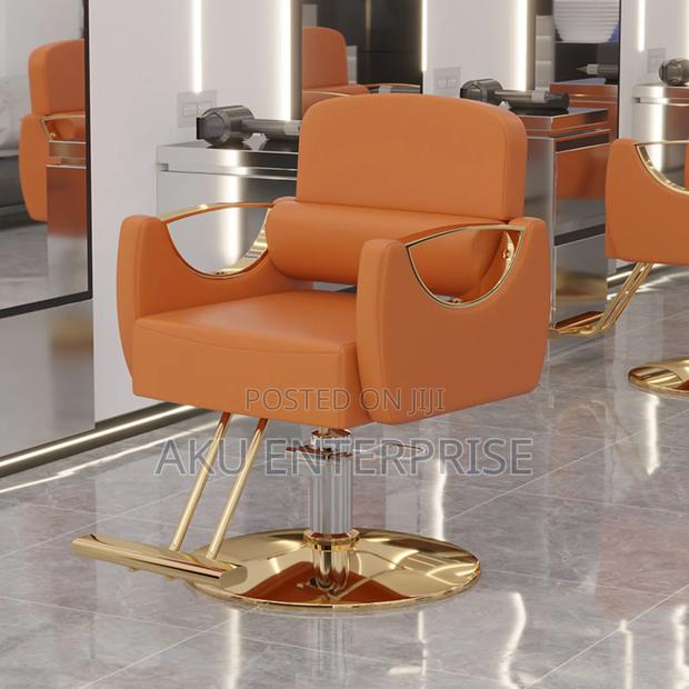 Leather Hair Saloon Chair Babar Chair Gold Legs Adjustable · Photo 1