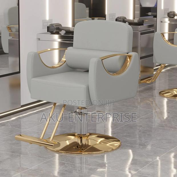 Leather Hair Saloon Chair Babar Chair Gold Legs Adjustable · Photo 2