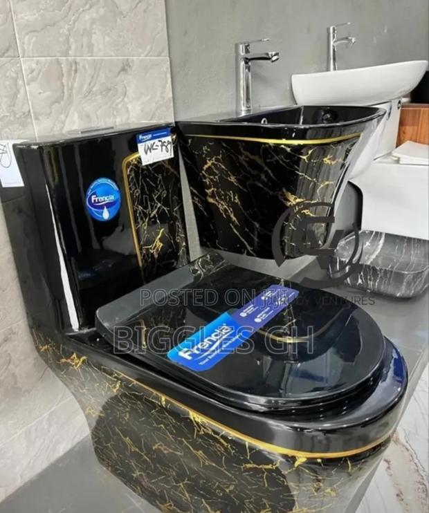 Black and Gold Wc With Basin Complete · Photo 1