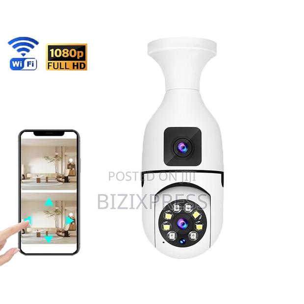 Dual-Lens Bulb Security Camera. · Photo 1
