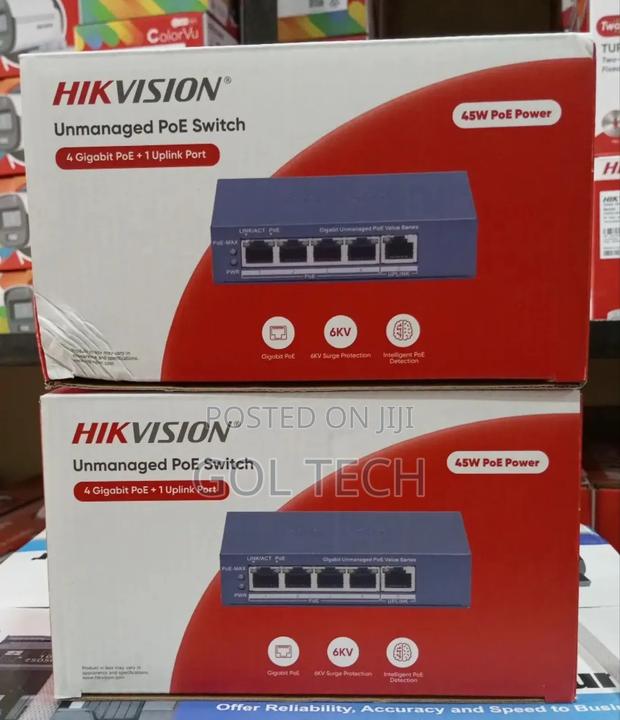 Hikvision 4 Port Unmanaged Gigabit Poe Switch 45w Poe Power · Photo 2