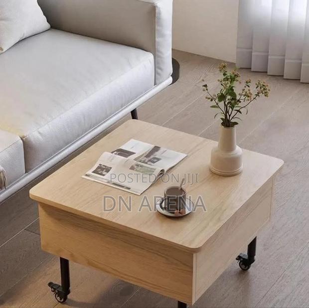 Wooden Coffee Table With Folding Top, Mobile With Wheels · Photo 2