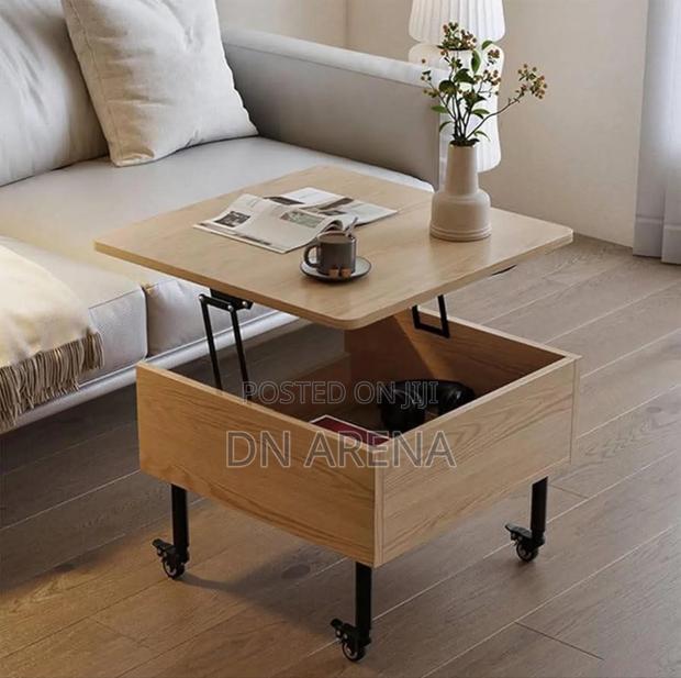 Wooden Coffee Table With Folding Top, Mobile With Wheels · Photo 3