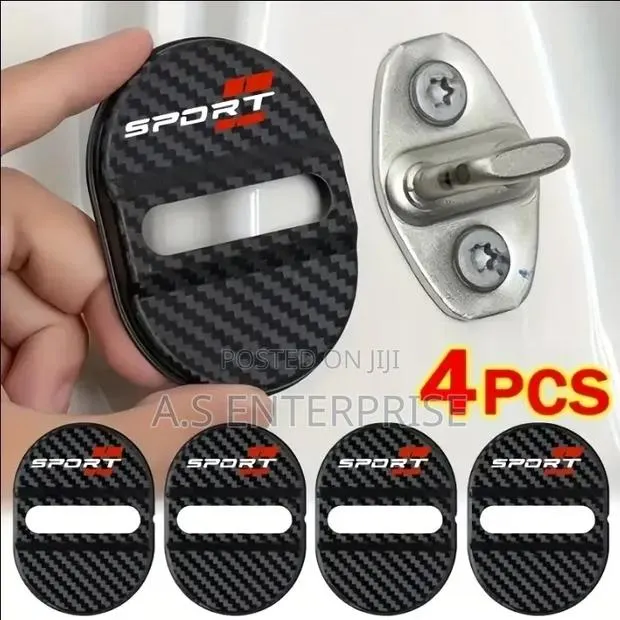 4 X Carbon Fiber Style Door Lock Striker Covers
