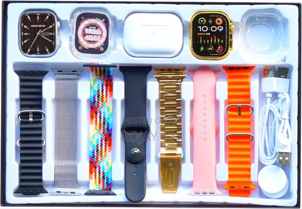 H39 Ultra 12-in-2 Smart Watches Set, Airpod 7 Straps -Gold · Photo 2