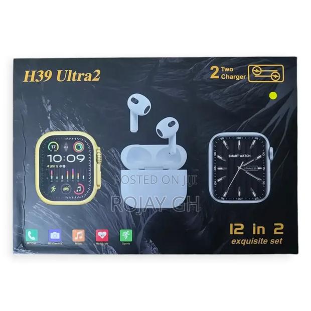 H39 Ultra 12-in-2 Smart Watches Set, Airpod 7 Straps -Gold · Photo 6
