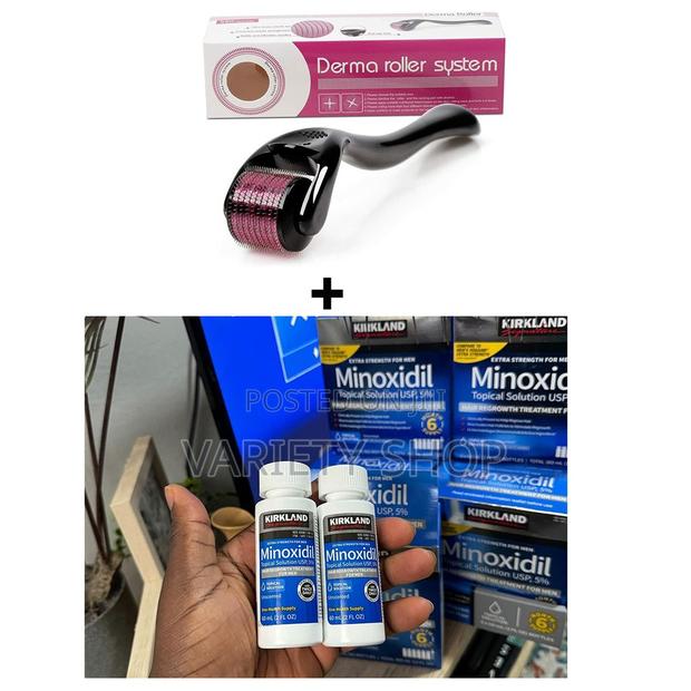 2 Bottles of Kirkland + 1 Derma Roller · Photo 1