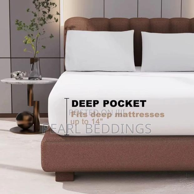 Premium Quality Cotton Fitted White Bedsheet Set Available · Photo 4
