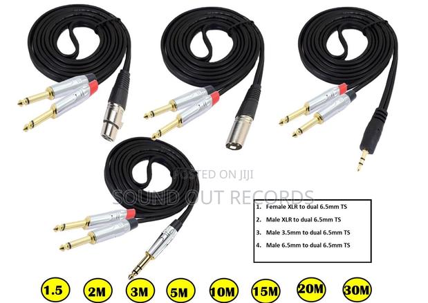 Dual 6.5mm Ts to Single 3.5mm/XLR TRS Cables · Photo 1