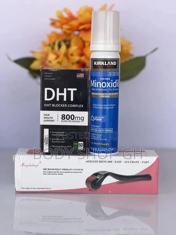 For Hairline- DHT Blocker + Kirkland Minoxidil Foam + Roller · Photo 1
