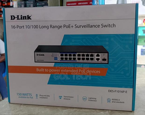 Dlink 16port Long Range Poe Surveillance Switch Des-F1016p-E · Photo 1