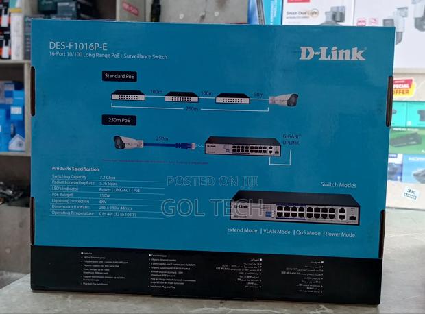 Dlink 16port Long Range Poe Surveillance Switch Des-F1016p-E · Photo 3