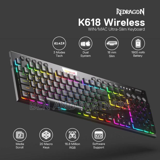 Redragon Wireless (2.4ghz, Bluetooth,Wired) Gaming Keyboards · Photo 7