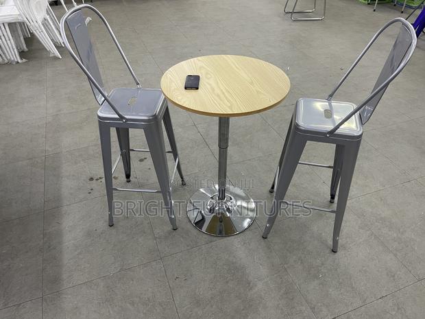 Bar Table(Adjustable ) With Two(2) Metallic Bar Stools · Photo 2