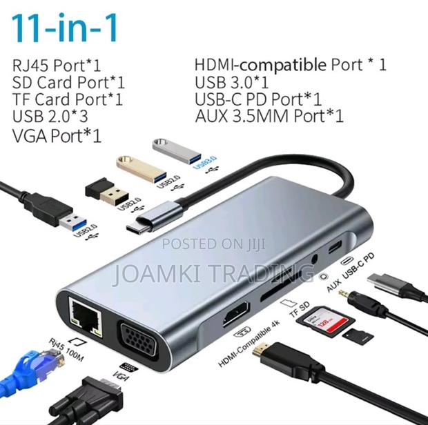 11 in 1 Usb C Hub 3.0 Splitter 4 Laptop, Vga/Hdmi/Rj45/Sd/Pd · Photo 1