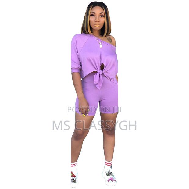 Solid Color Tie Up Hem Off Shoulder Bodycon Tracksuit · Photo 2