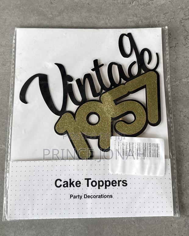Sotpot 66th Cake Topper Black Gold Glitter Vintage 1957 · Photo 2