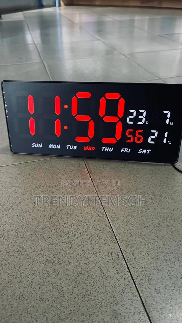6”X14” Digital Wall Clock Calendar Alarm Temperature · Photo 1