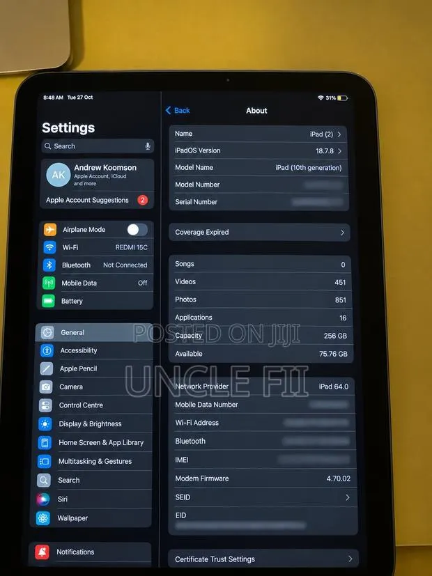 Apple iPad 10.2 (2021) 256 GB Blue · Photo 1